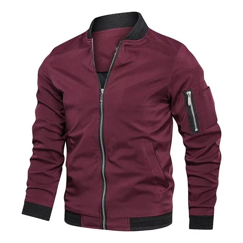 Erkek Bahar Sonbahar Bomber Ceket – Hafif, Fermuarlı, Cepli Spor Rüzgarlık