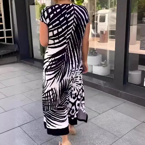 2023 Yeni Yaz Moda Rahat Kesim Uzun Kadın Elbisesi – Avrupa Tarzı Baskılı Model