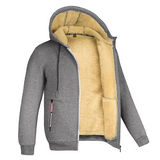 Erkek Kalın Polar Astarlı Kapüşonlu Mont – Rüzgar Geçirmez, Fermuarlı ve Sıcak Kışlık Sweatshirt