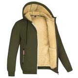 Erkek Kalın Polar Astarlı Kapüşonlu Mont – Rüzgar Geçirmez, Fermuarlı ve Sıcak Kışlık Sweatshirt