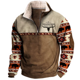 Erkek 3D Baskılı Polar Kapüşonlu Sweatshirt – Fermuarlı, Uzun Kollu, Rahat ve Sıcak Üst (Kış 2025)