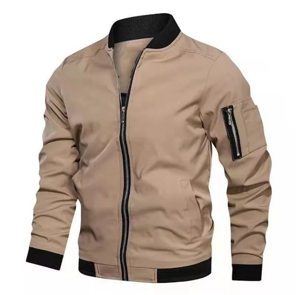Erkek Bahar Sonbahar Bomber Ceket – Hafif, Fermuarlı, Cepli Spor Rüzgarlık