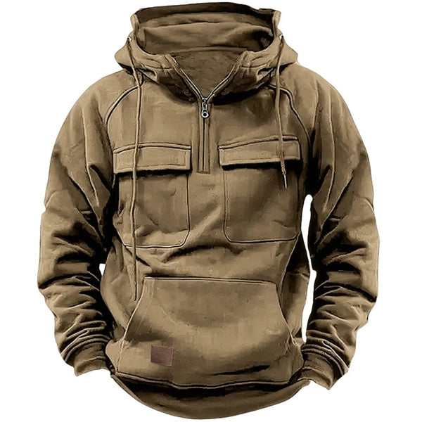 Erkek Kapüşonlu Sweatshirt – Kalın, Rahat, Çok Cepli ve Bol Kesim Günlük Spor Kazak