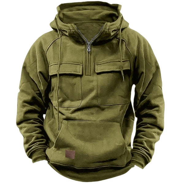Erkek Kapüşonlu Sweatshirt – Kalın, Rahat, Çok Cepli ve Bol Kesim Günlük Spor Kazak