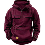 Erkek Kapüşonlu Sweatshirt – Kalın, Rahat, Çok Cepli ve Bol Kesim Günlük Spor Kazak