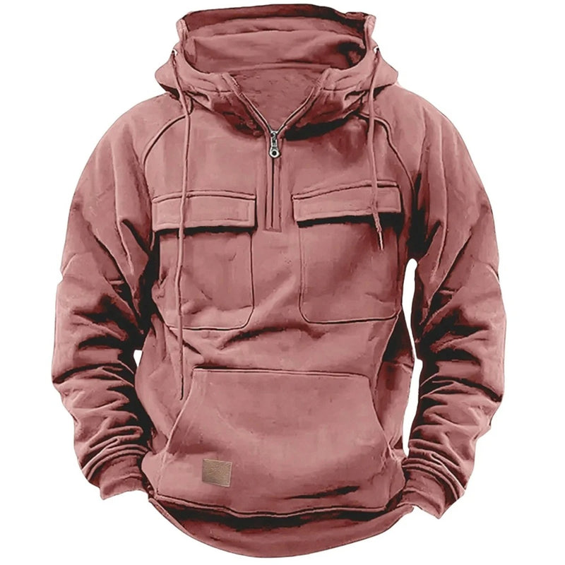 Erkek Kapüşonlu Sweatshirt – Kalın, Rahat, Çok Cepli ve Bol Kesim Günlük Spor Kazak